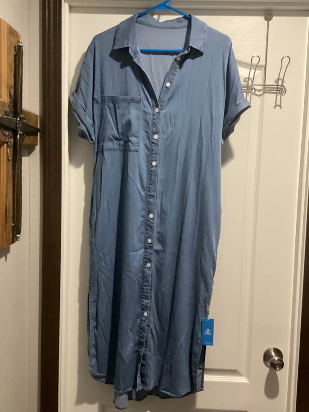 NWT Women's CUPSHE Denim SS Button Down Cover Up Dress - Size Medium